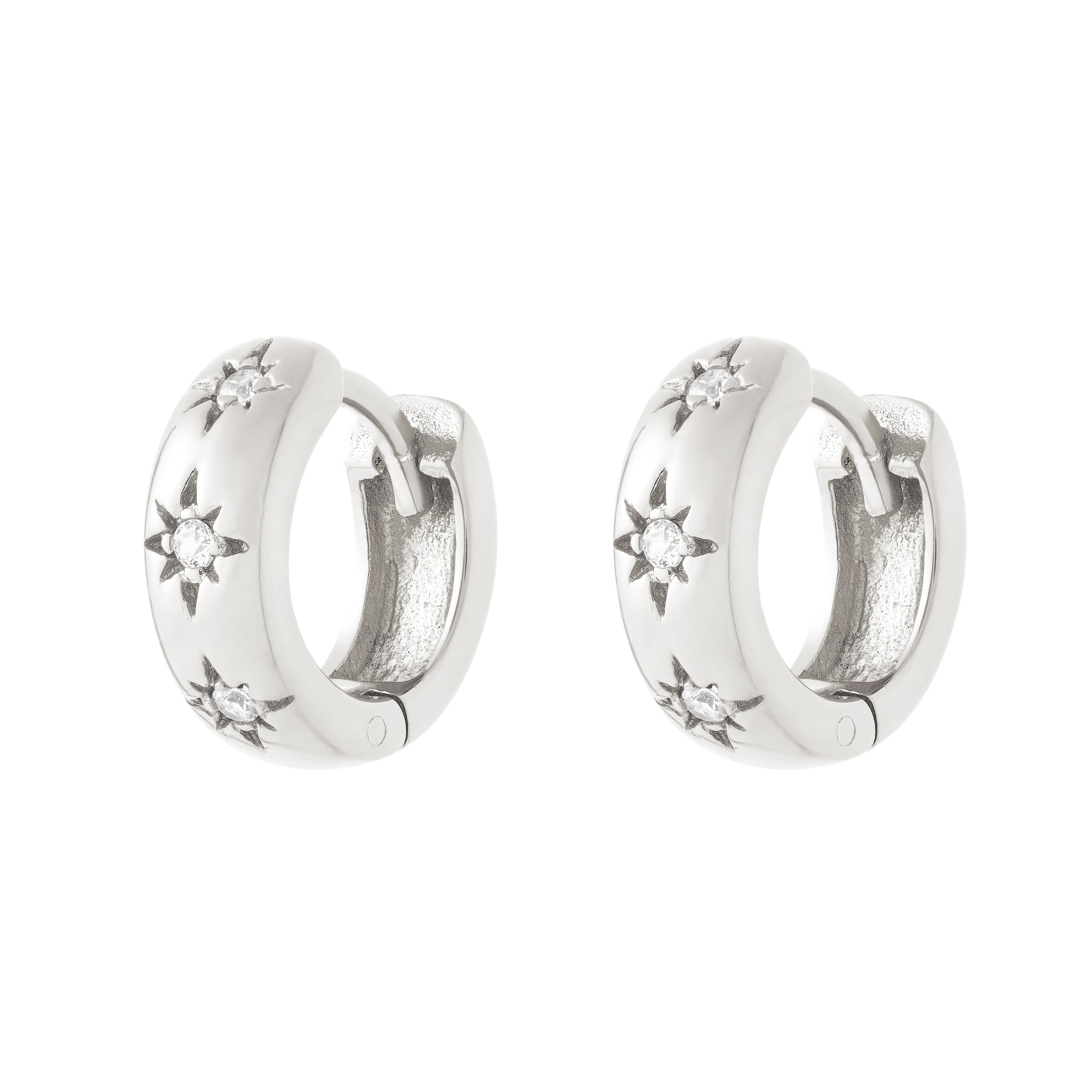 Celestial Huggie Hoops Silver