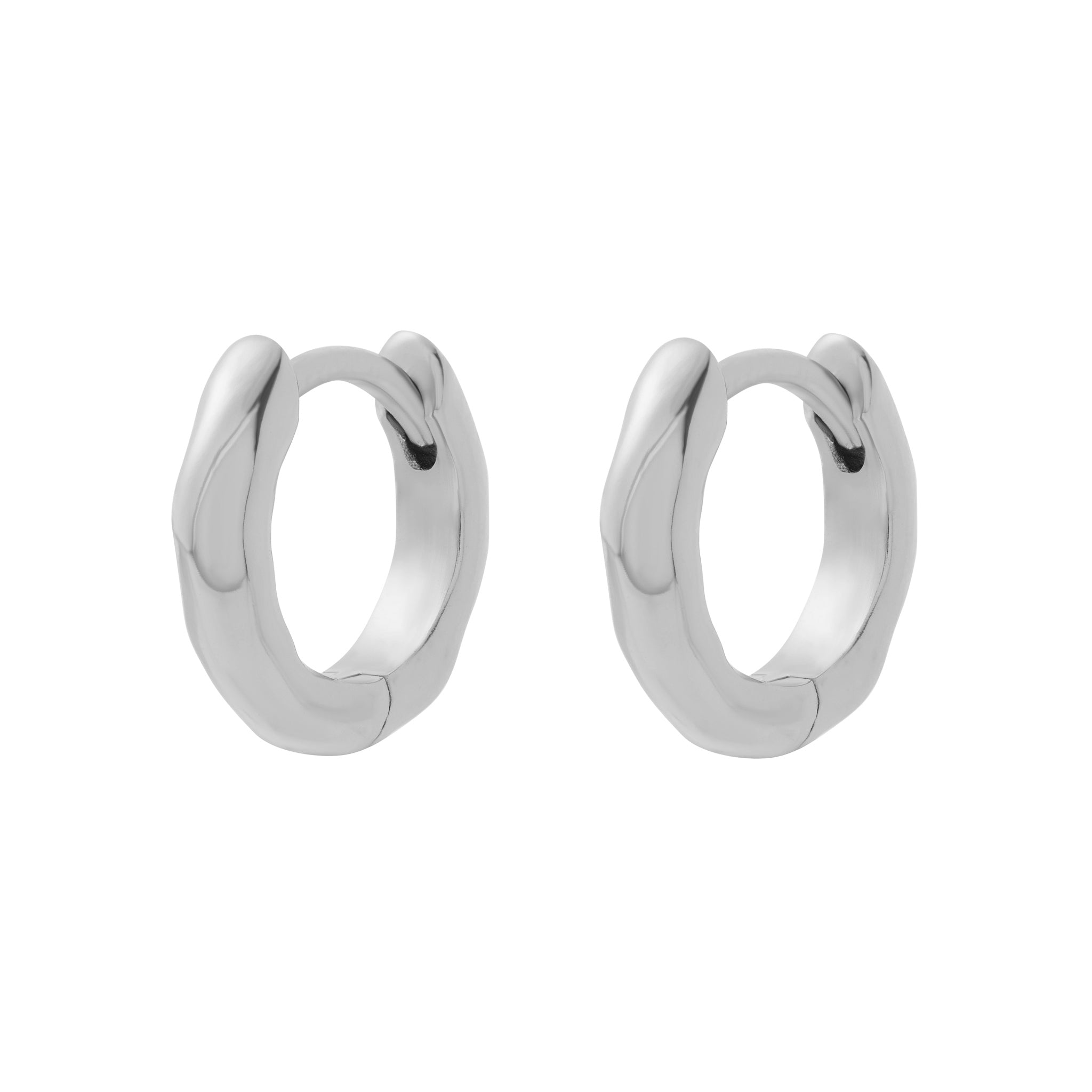 Hammered Finish Huggies Silver