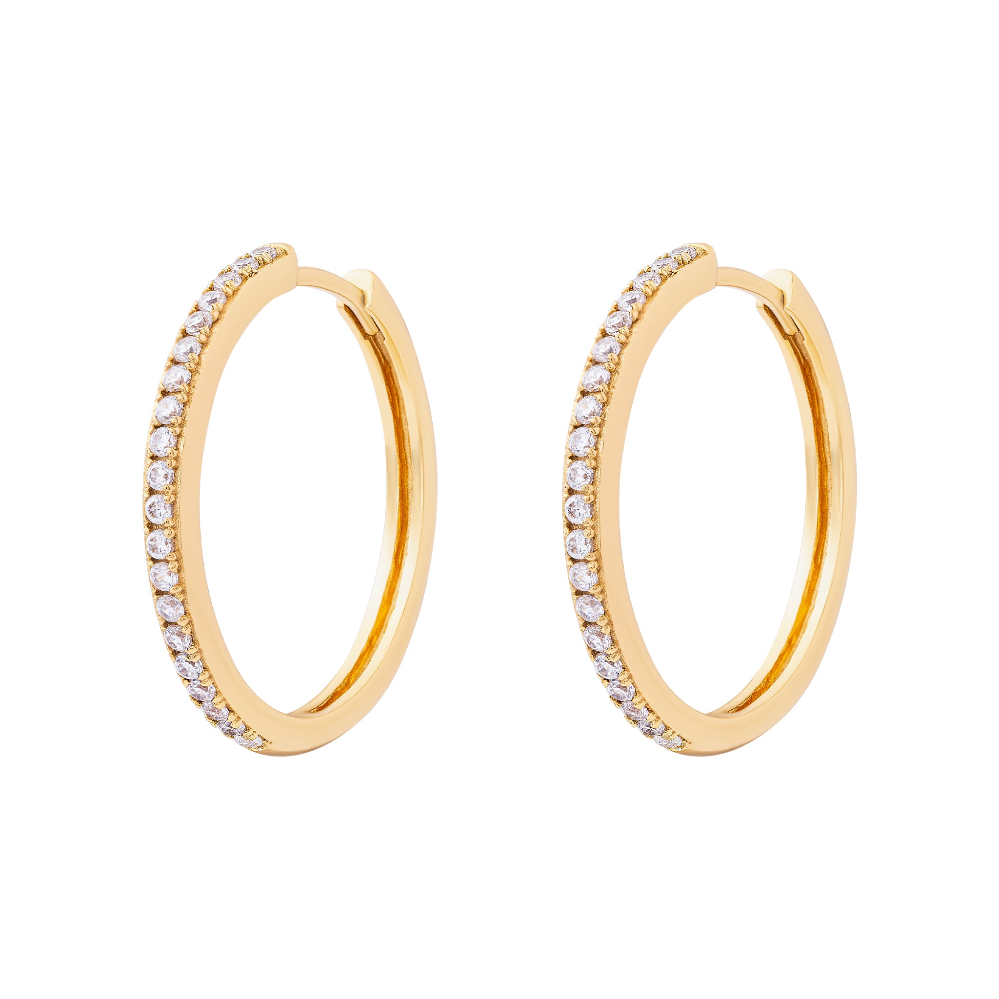 Midi Sparkle Hoop Earrings Gold