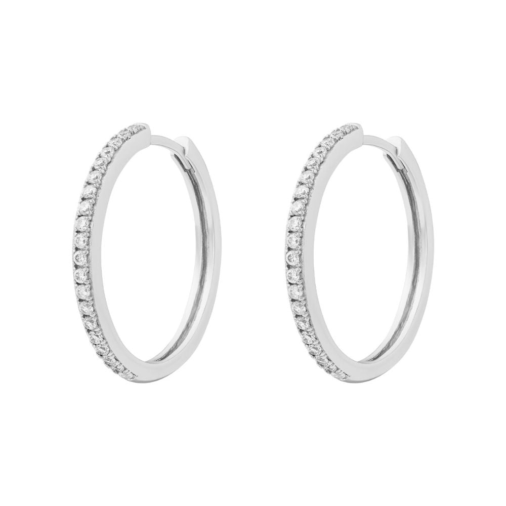 Midi Sparkle Hoop Earrings Silver