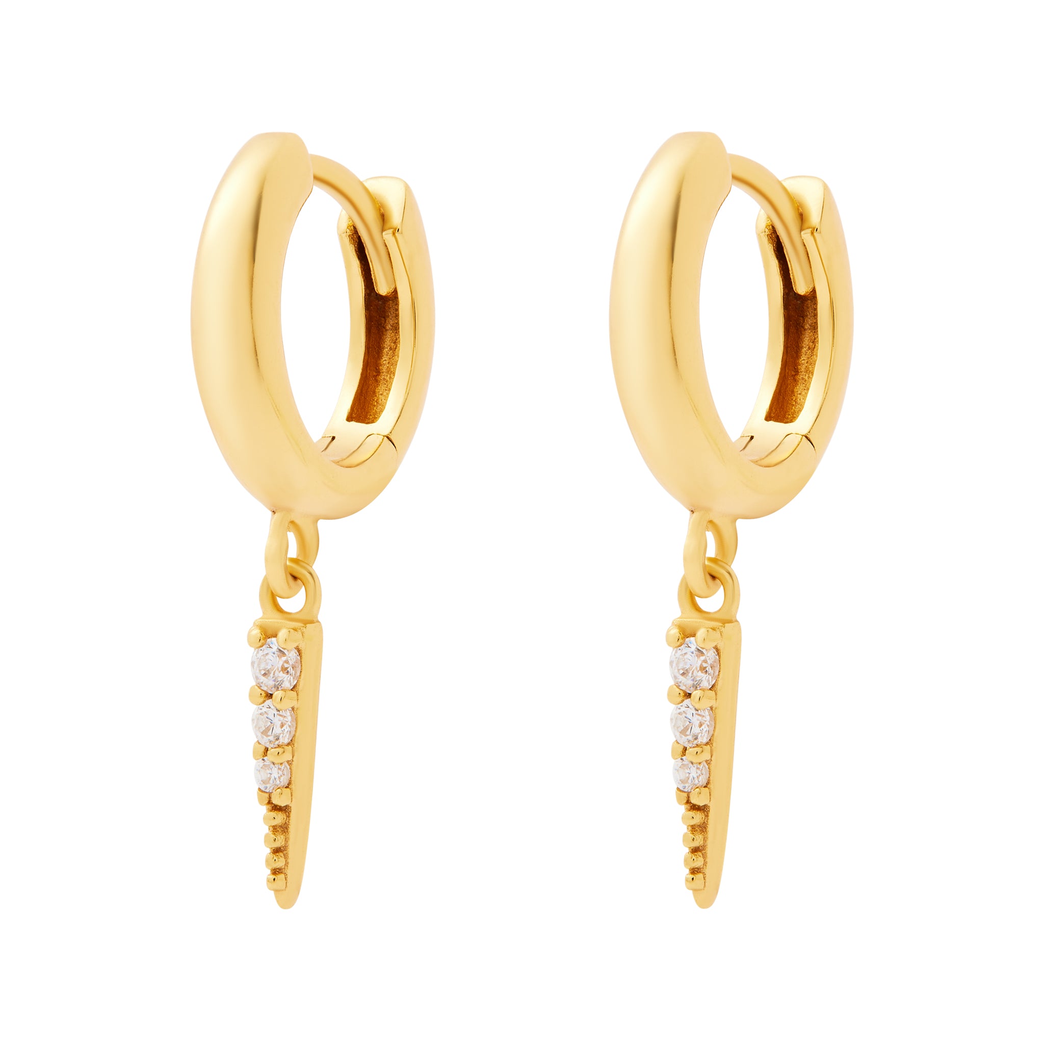 Pave Dagger Huggies Gold