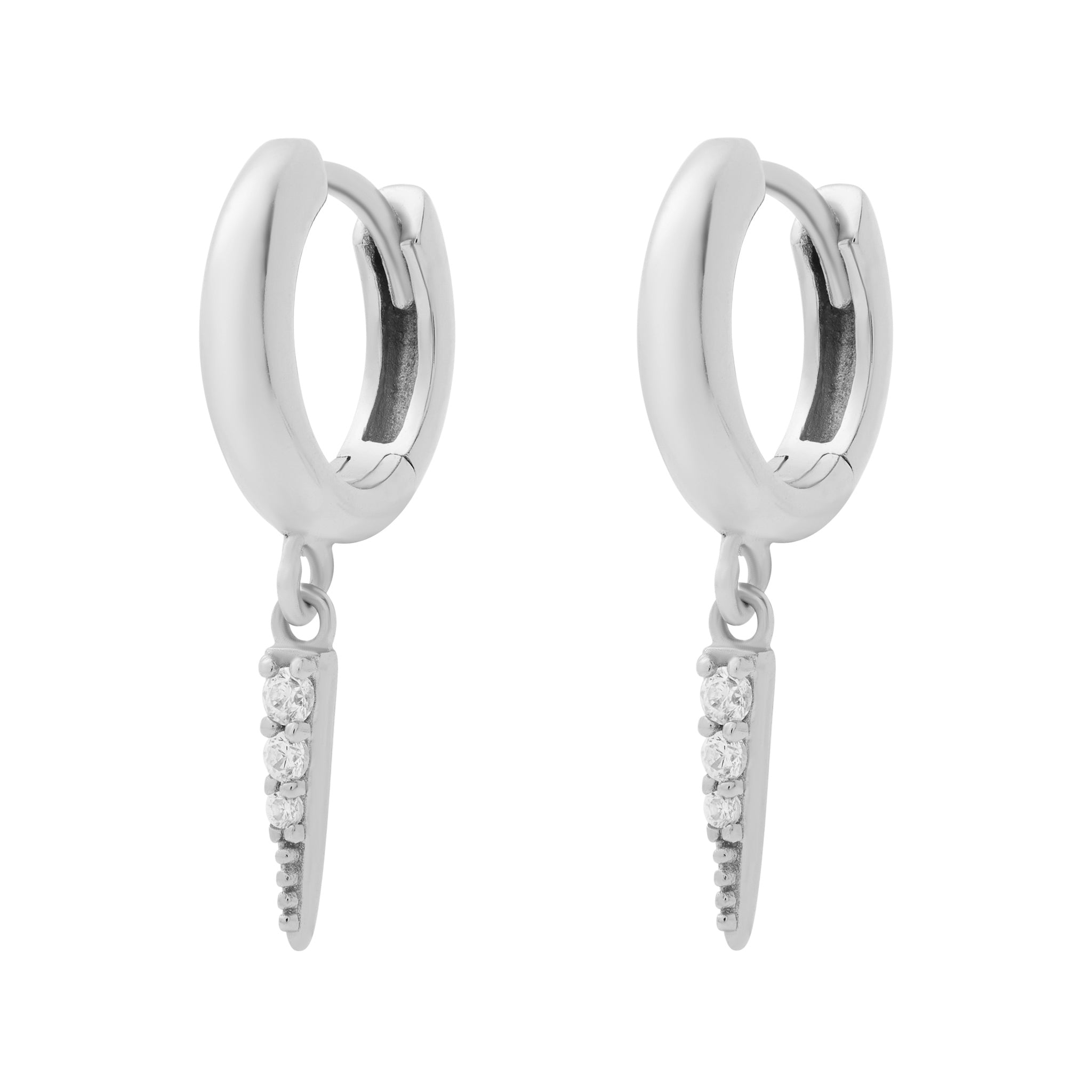 Pave Dagger Huggies Silver