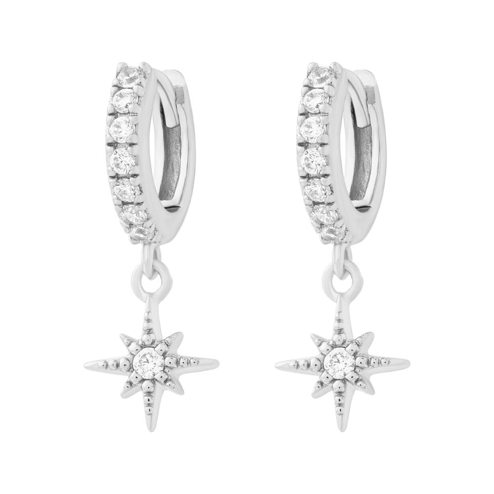 Stardrop Charm Huggies Silver