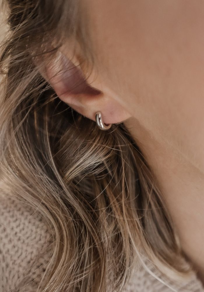 Chunky Huggie Hoops Silver