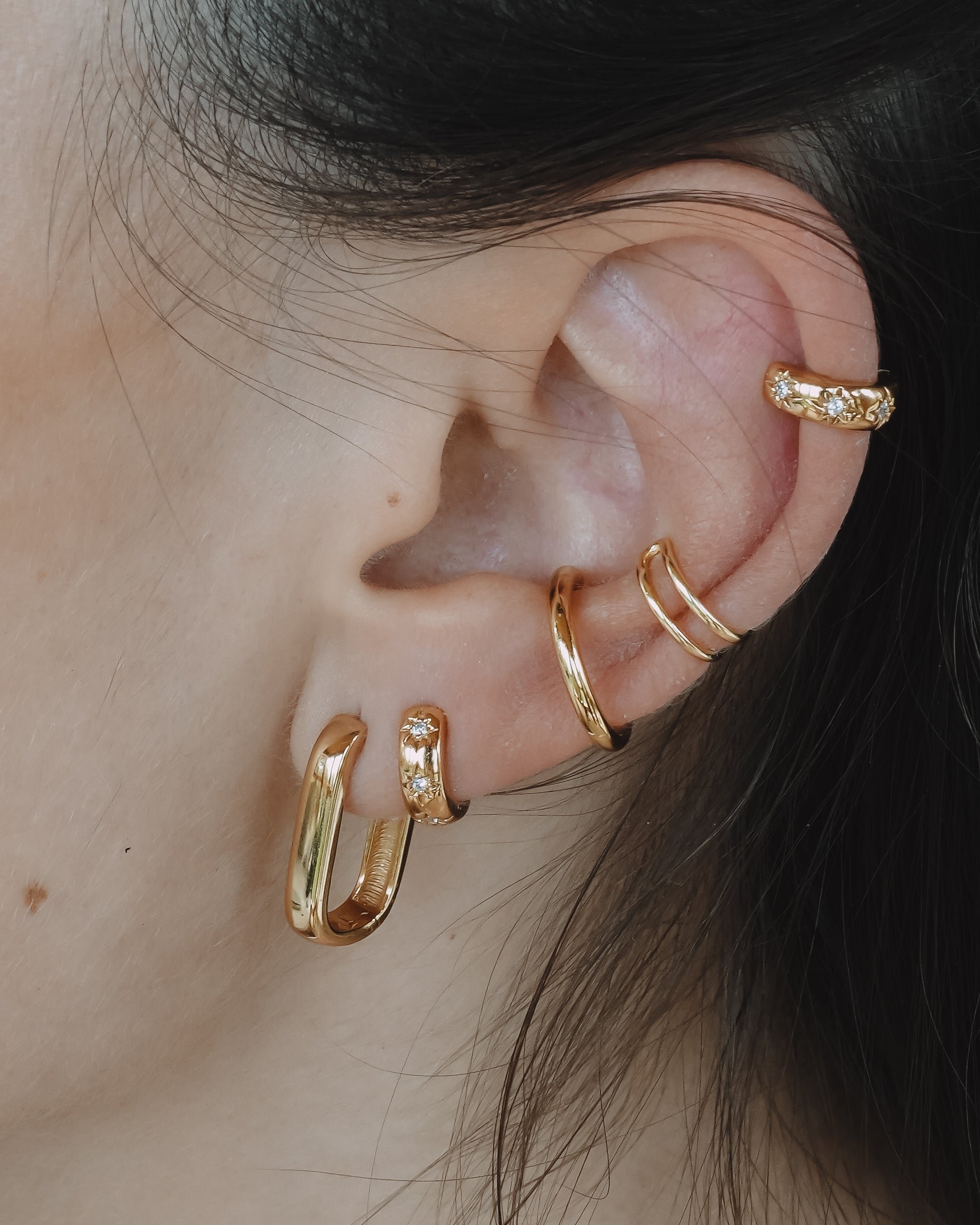 Celestial Huggie Hoops Gold