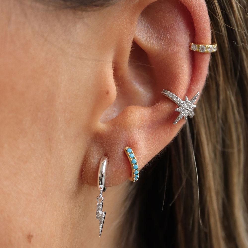 Bolt Huggie Hoops Silver