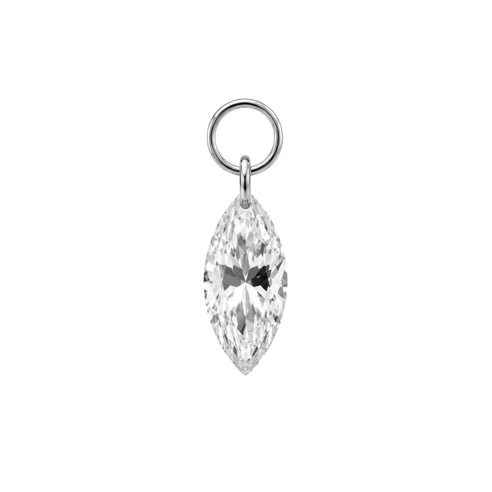 Marquise Floating Crystal Charm - Silver