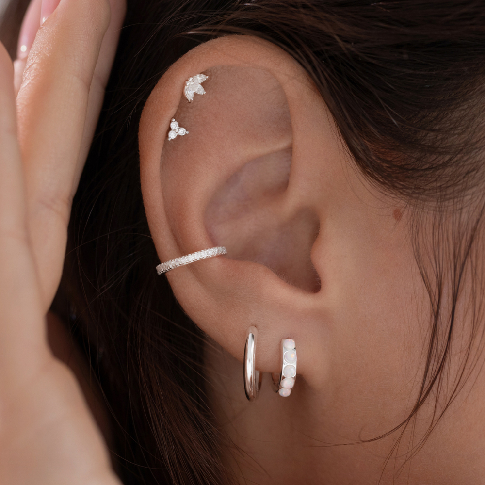 Marquise Trio Flat Back Labret Stud Silver