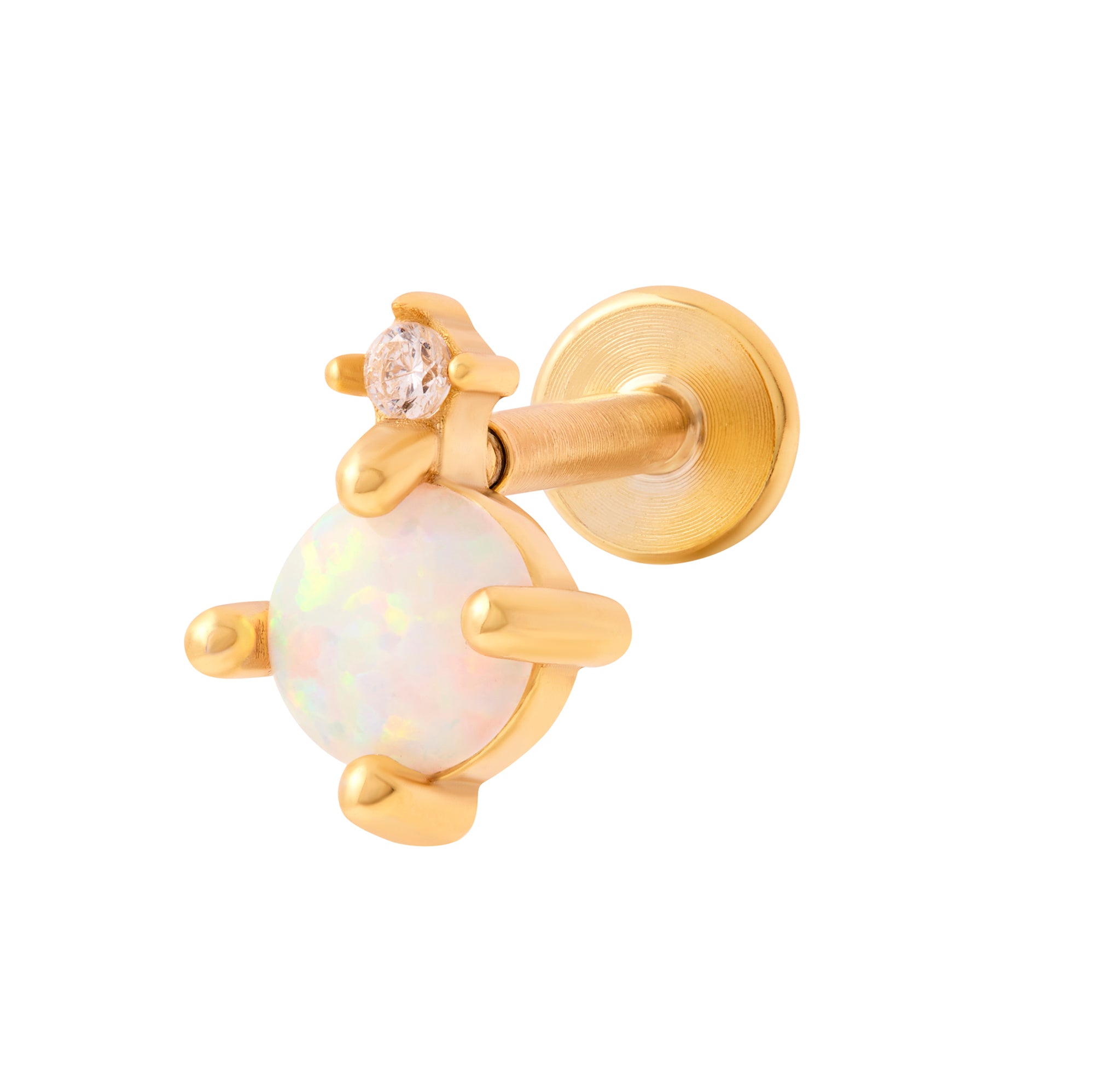 Opal Sparkle Labret Stud Gold