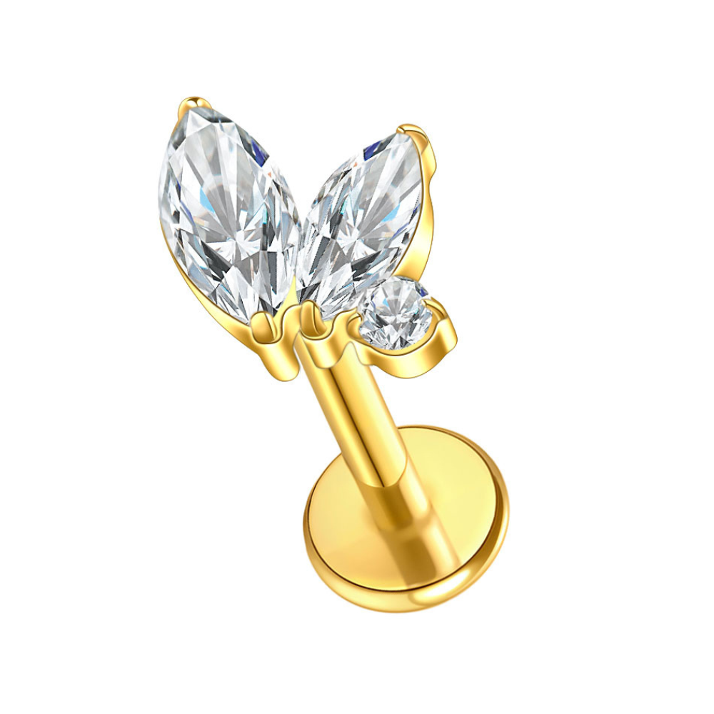 Marquise Cluster Flat Back Labret Gold