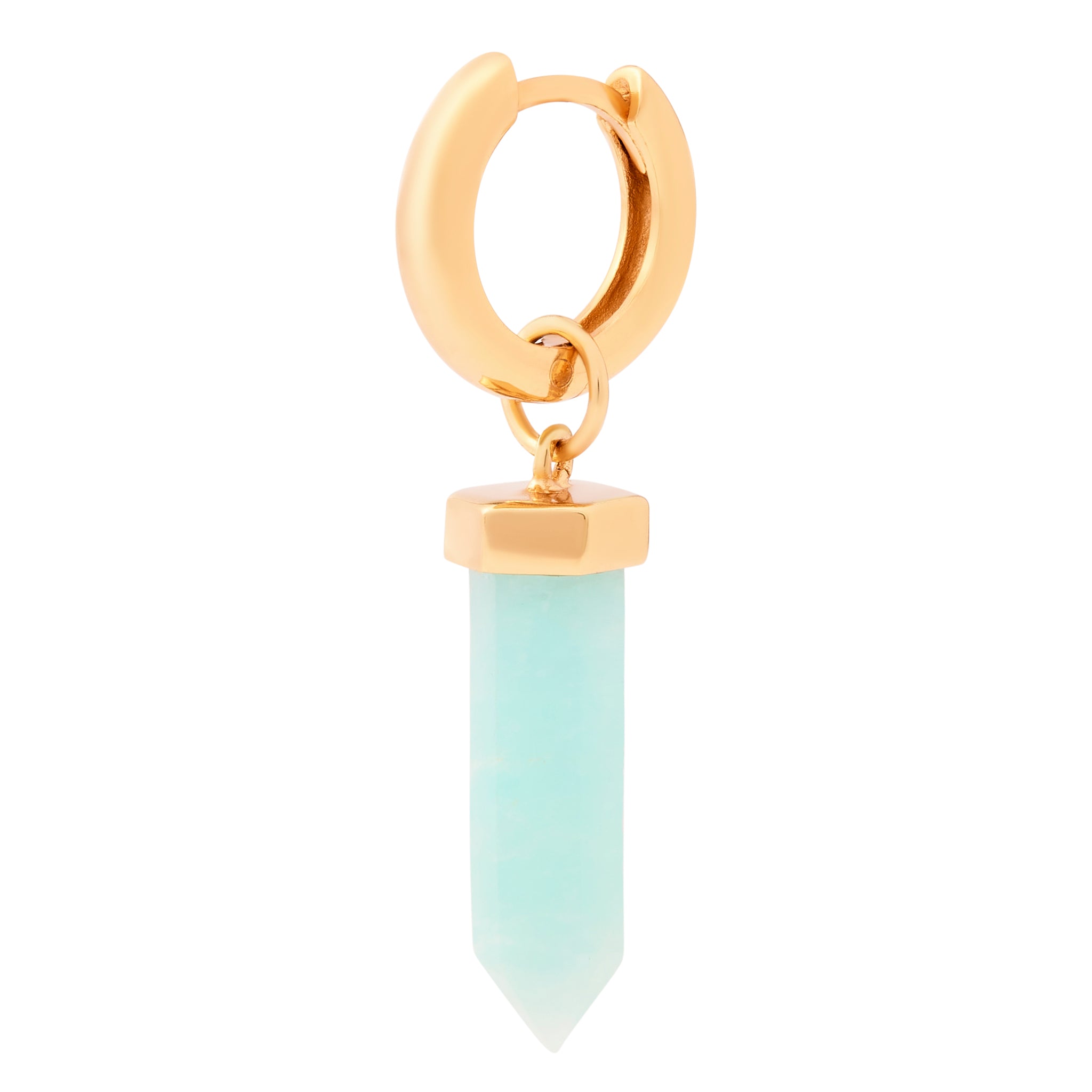 Amazonite Tower Crystal Charm - Gold