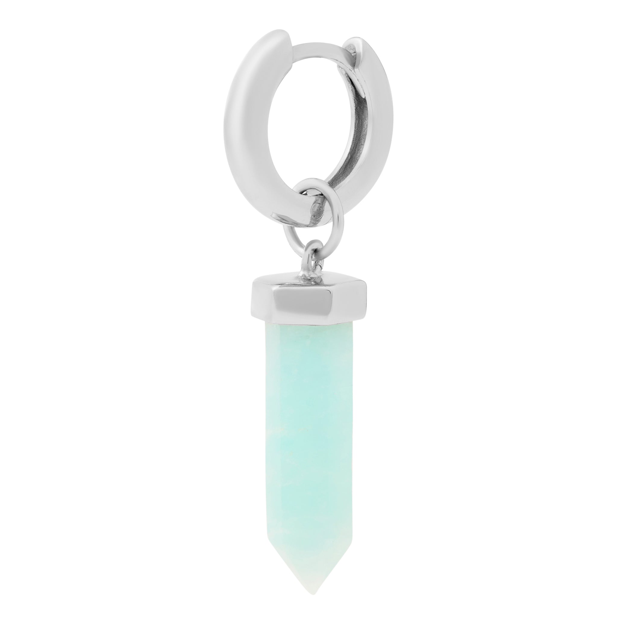 Amazonite Tower Crystal Charm - Silver