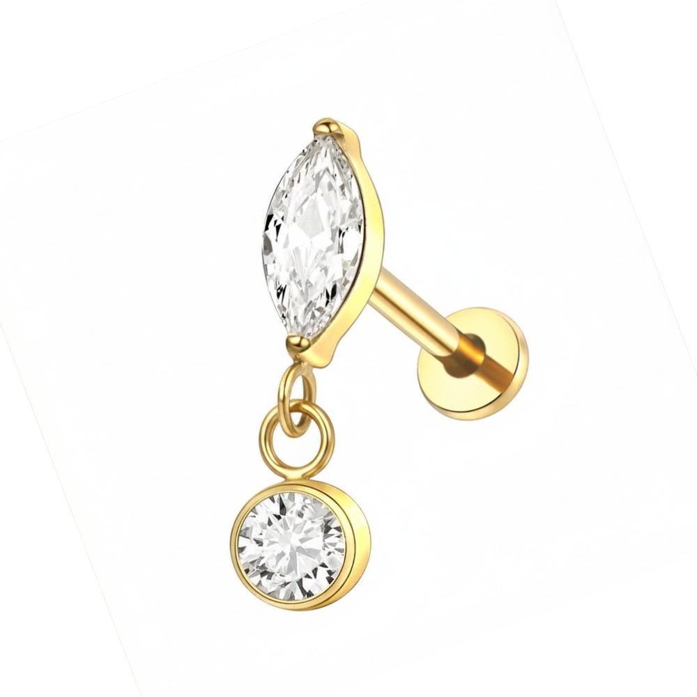 Marquise Sparkle Flat Back Labret Gold