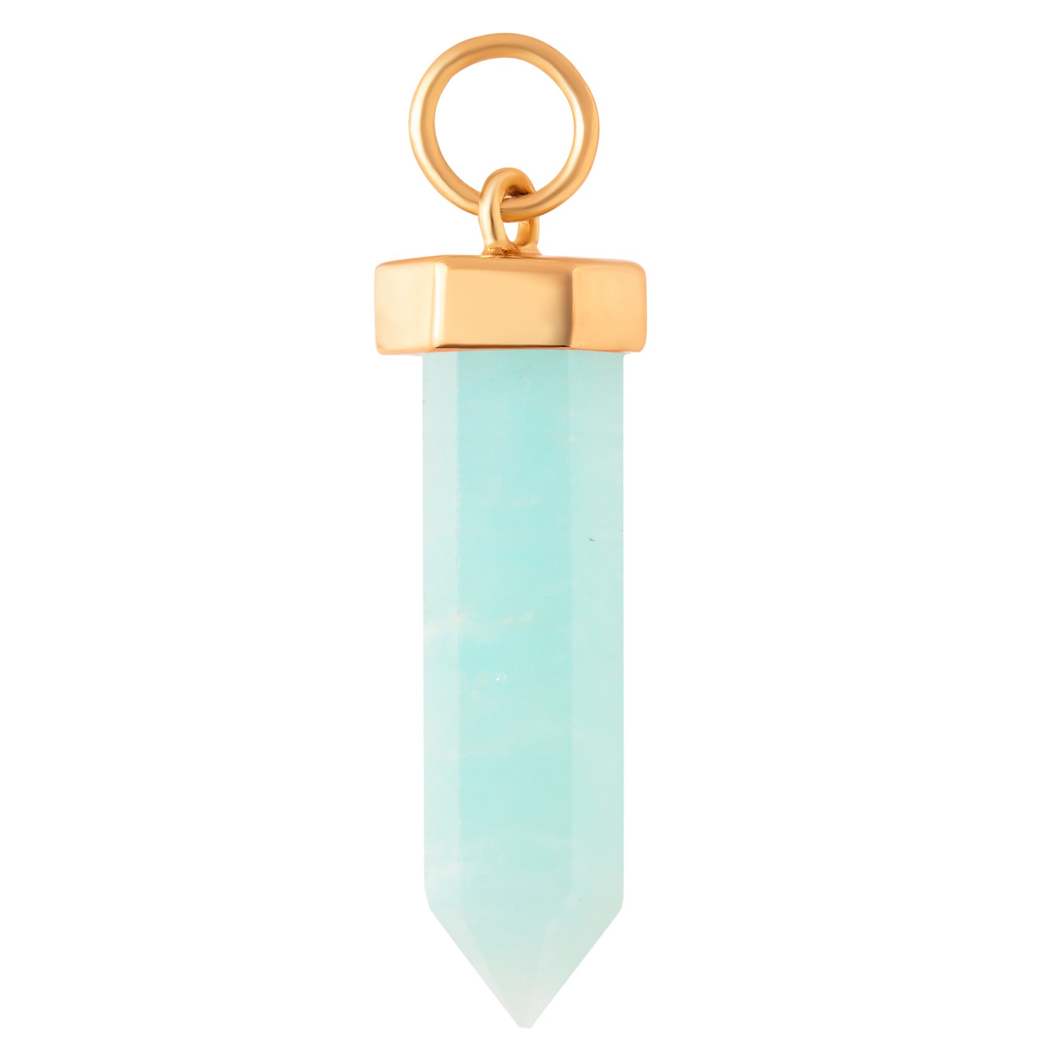 Amazonite Tower Crystal Charm - Gold