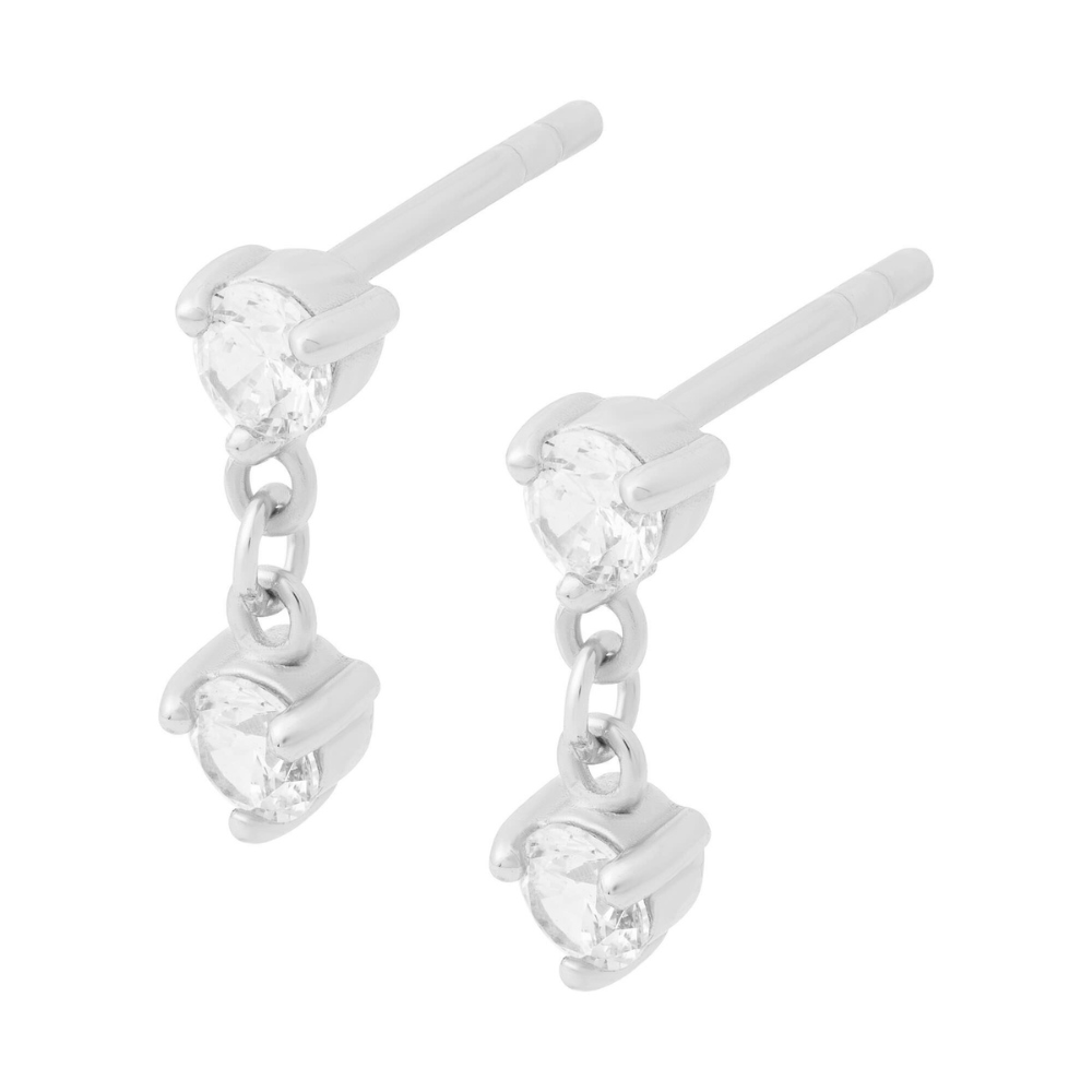 Sparkle Drop Studs Silver