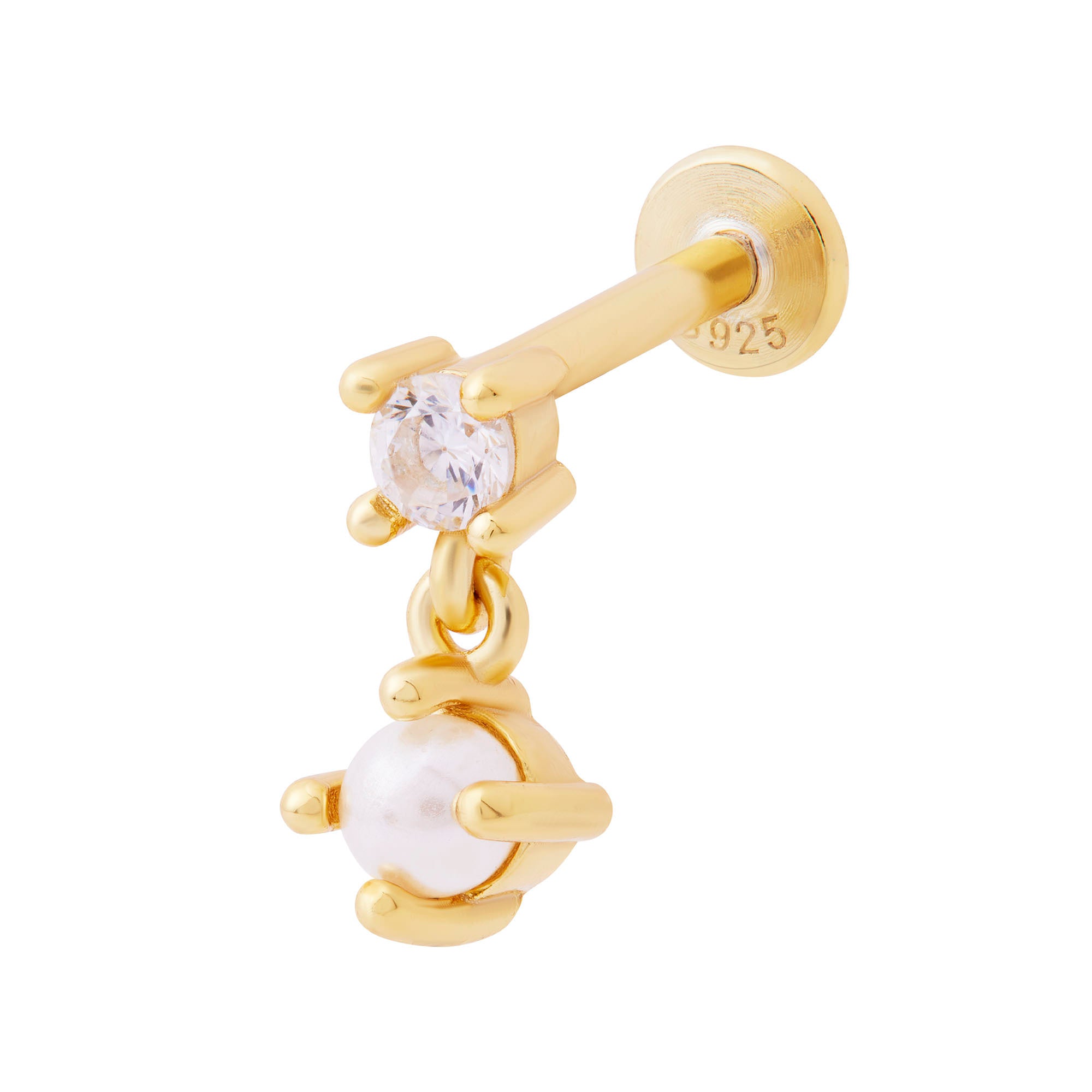 Pearl Drop Labret Gold