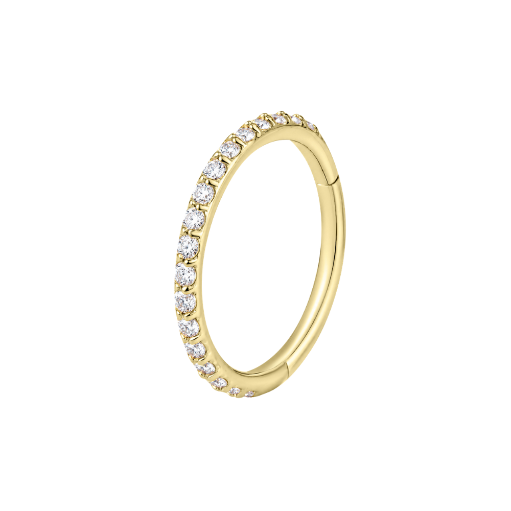 14K Solid Gold Sparkle Clicker Cartilage Hoop 6-10MM