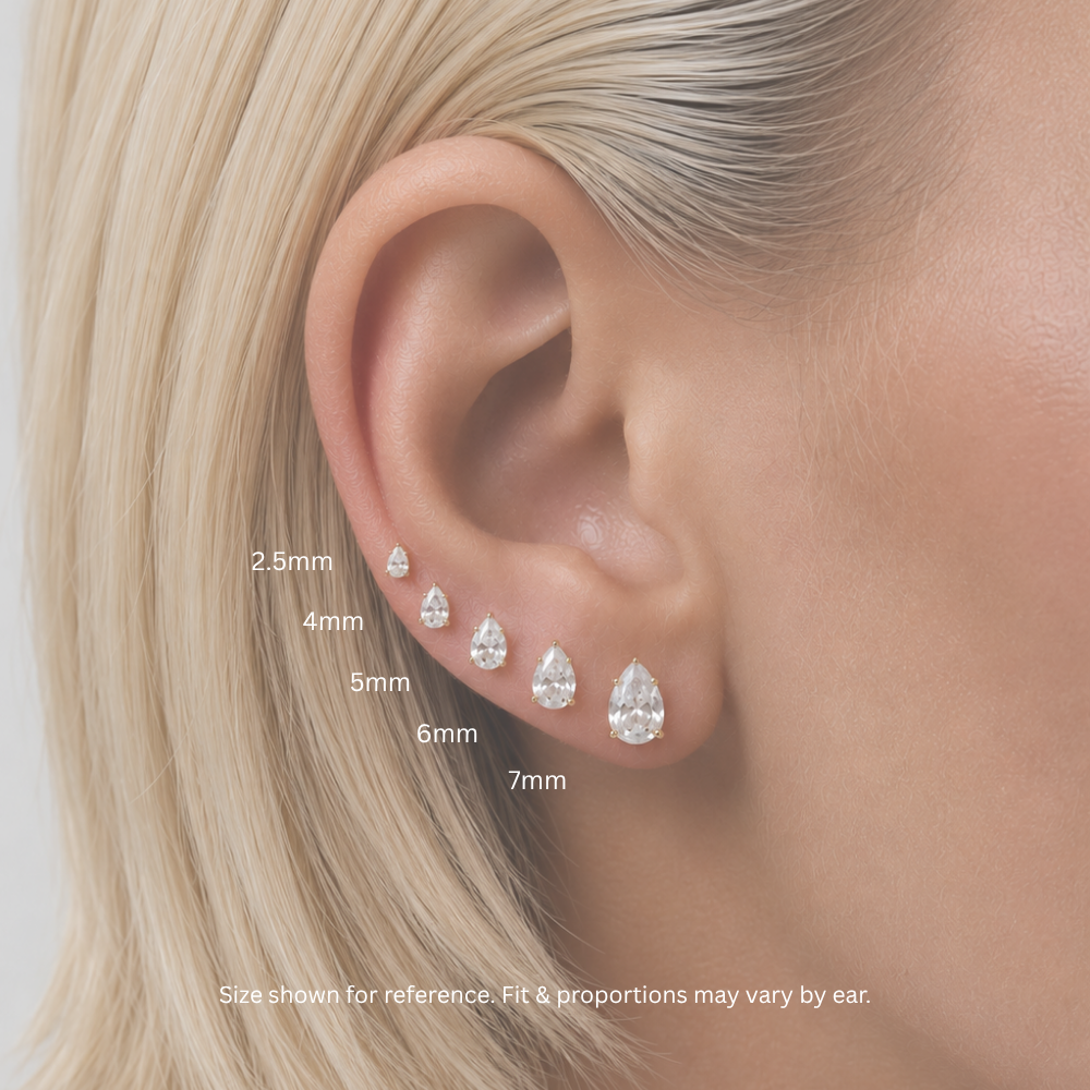 Air Set Pear Flat Back Labret Silver
