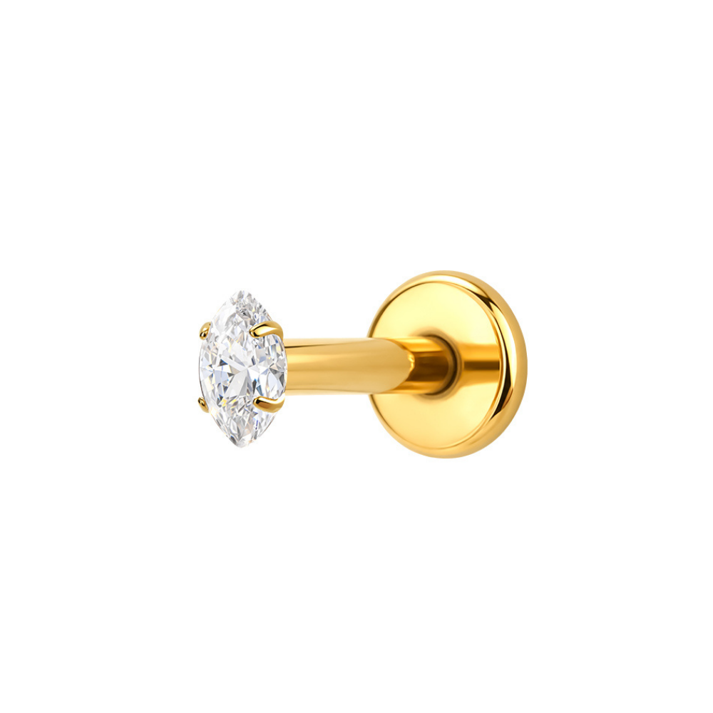 Air Set Marquise Crystal Flat Back Labret Gold