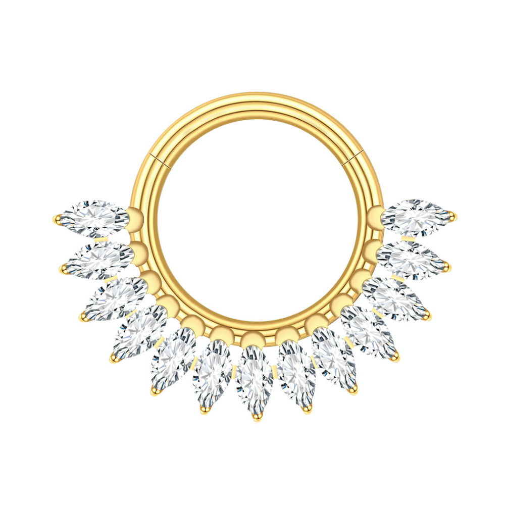 Marquise Fan Clicker Hoop Gold