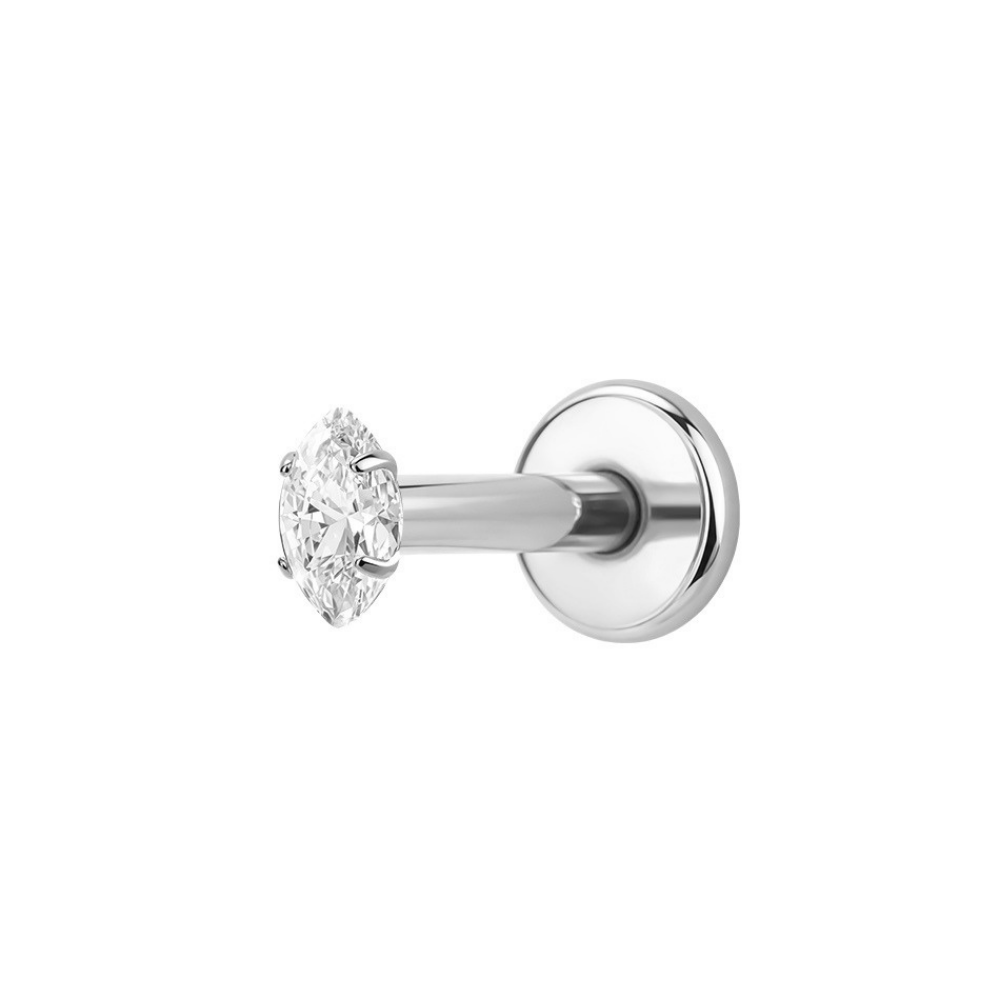 Air Set Marquise Crystal Flat Back Labret Silver