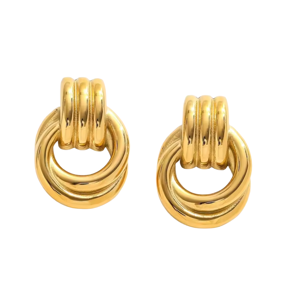 Double Knot Statement Studs Gold