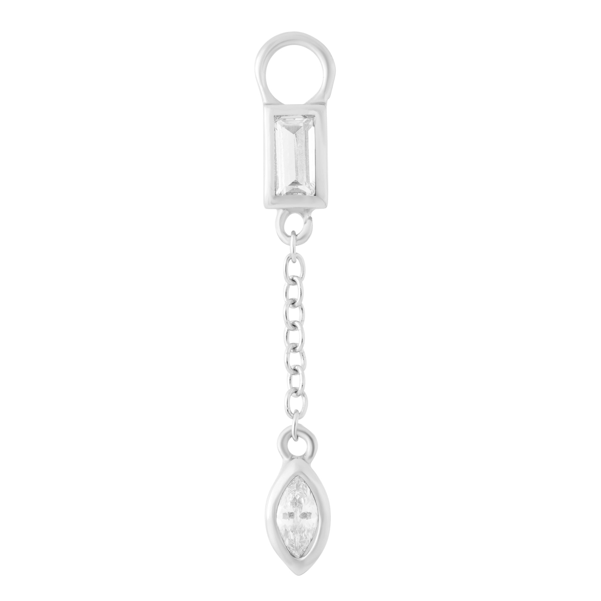Crystal Drop Chain Charm - Silver