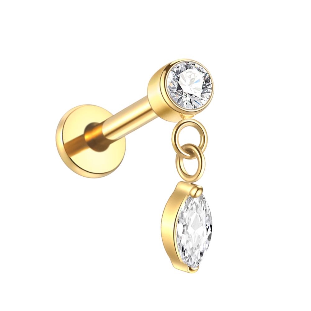 Floating Sparkle Flat Back Stud Gold