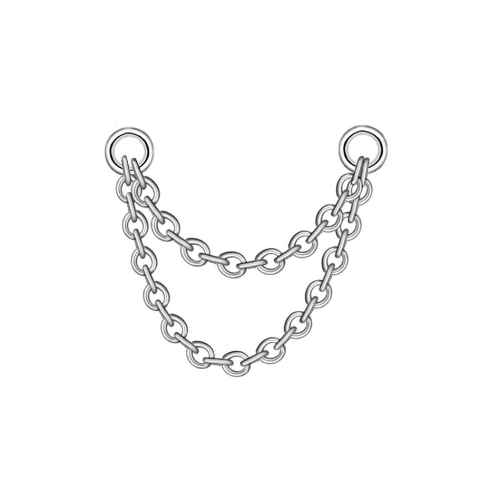 Double Layered Earring Chain Silver 20mm