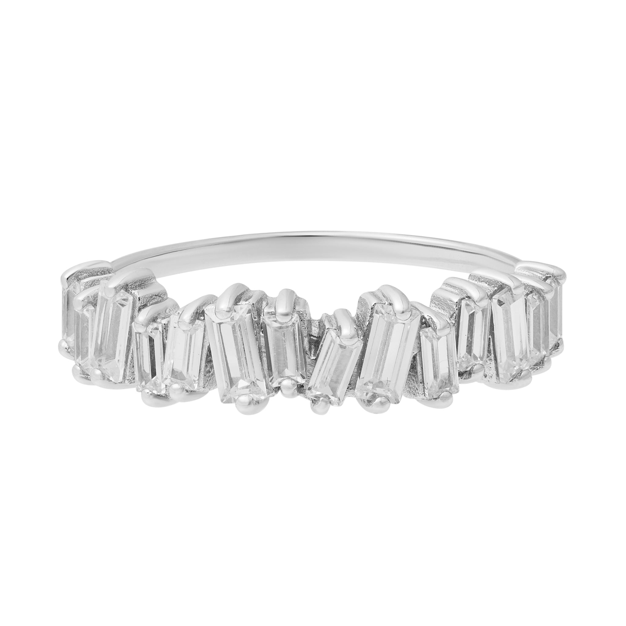 Crystal Baguette Ring - Silver