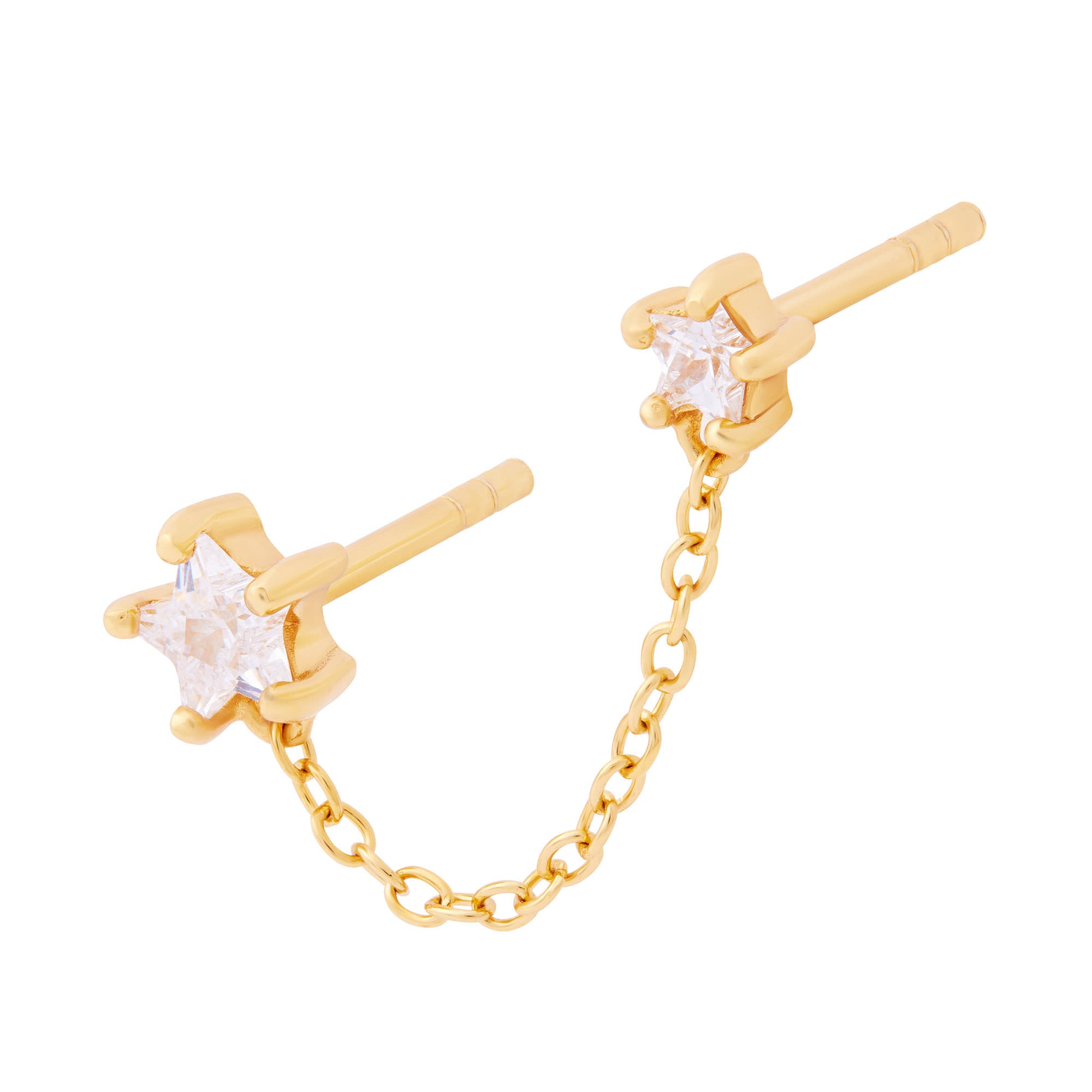 Double Star Chain Stud Gold