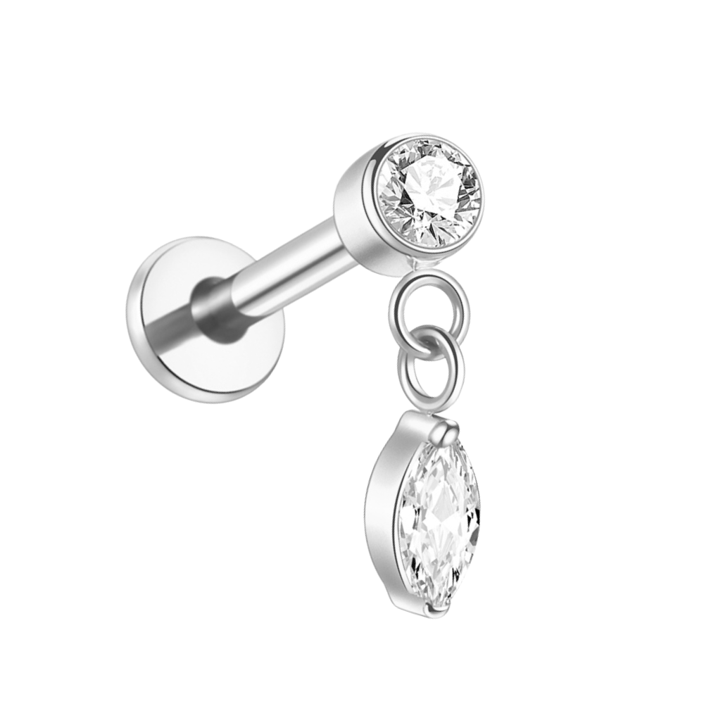 Floating Sparkle Flat Back Stud Silver