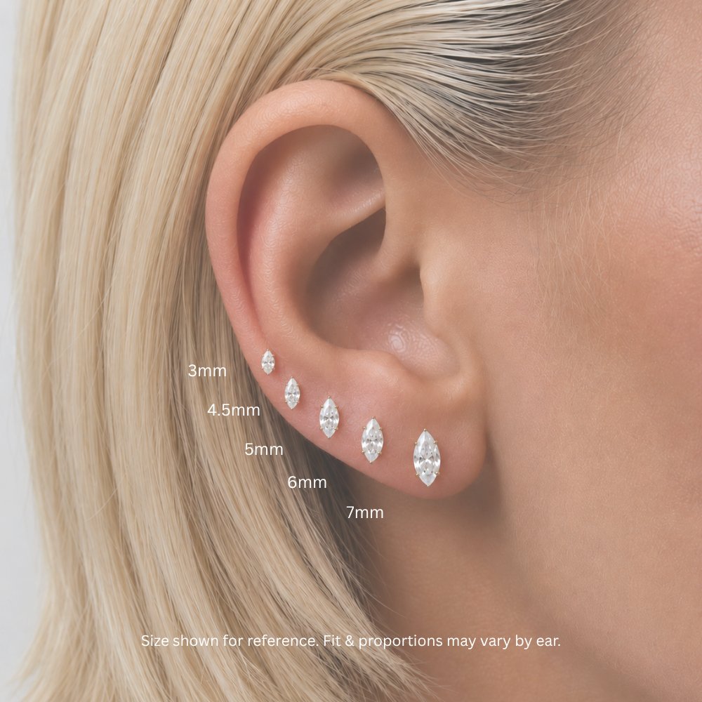Air Set Marquise Flat Back Labret Gold