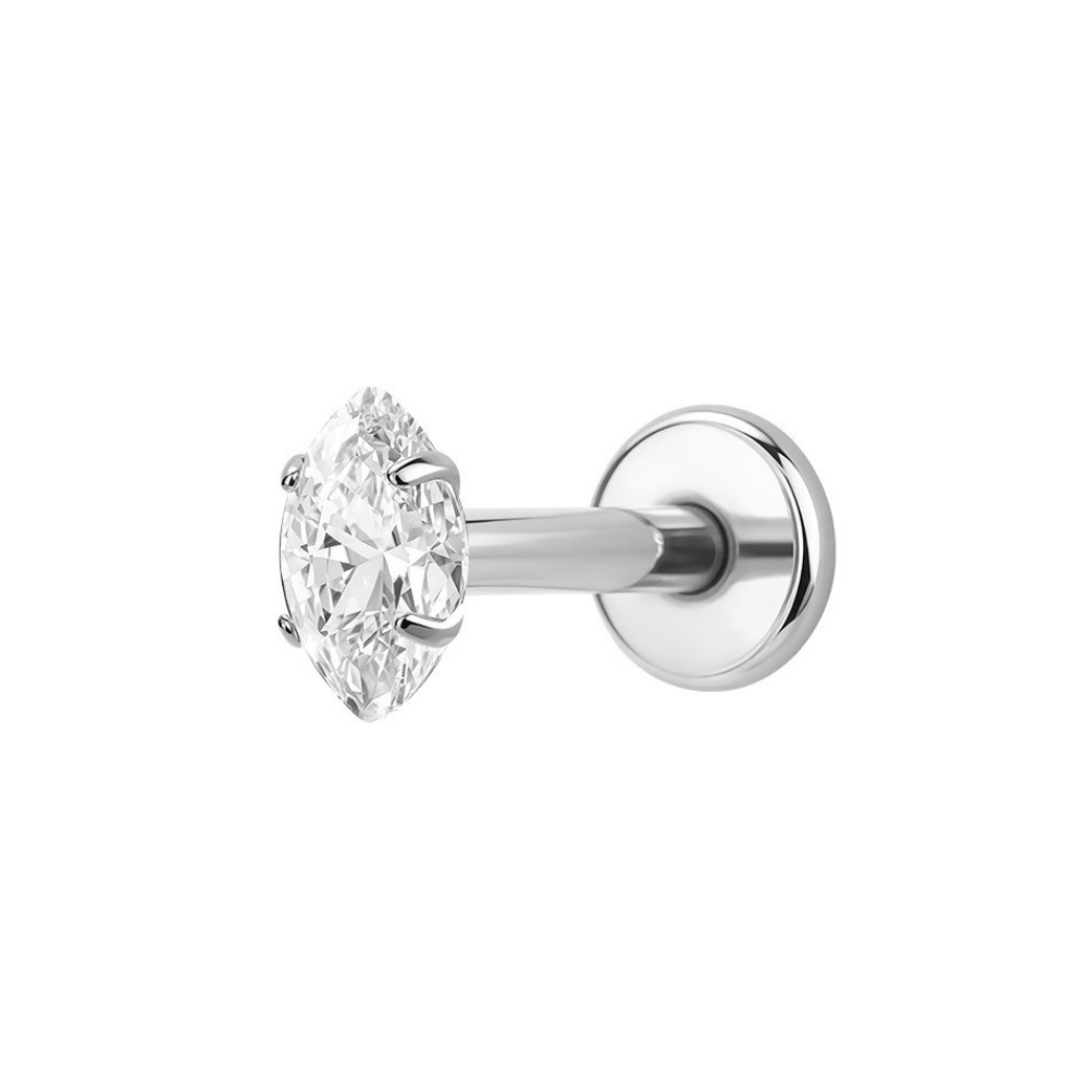 Air Set Marquise Crystal Flat Back Labret Silver