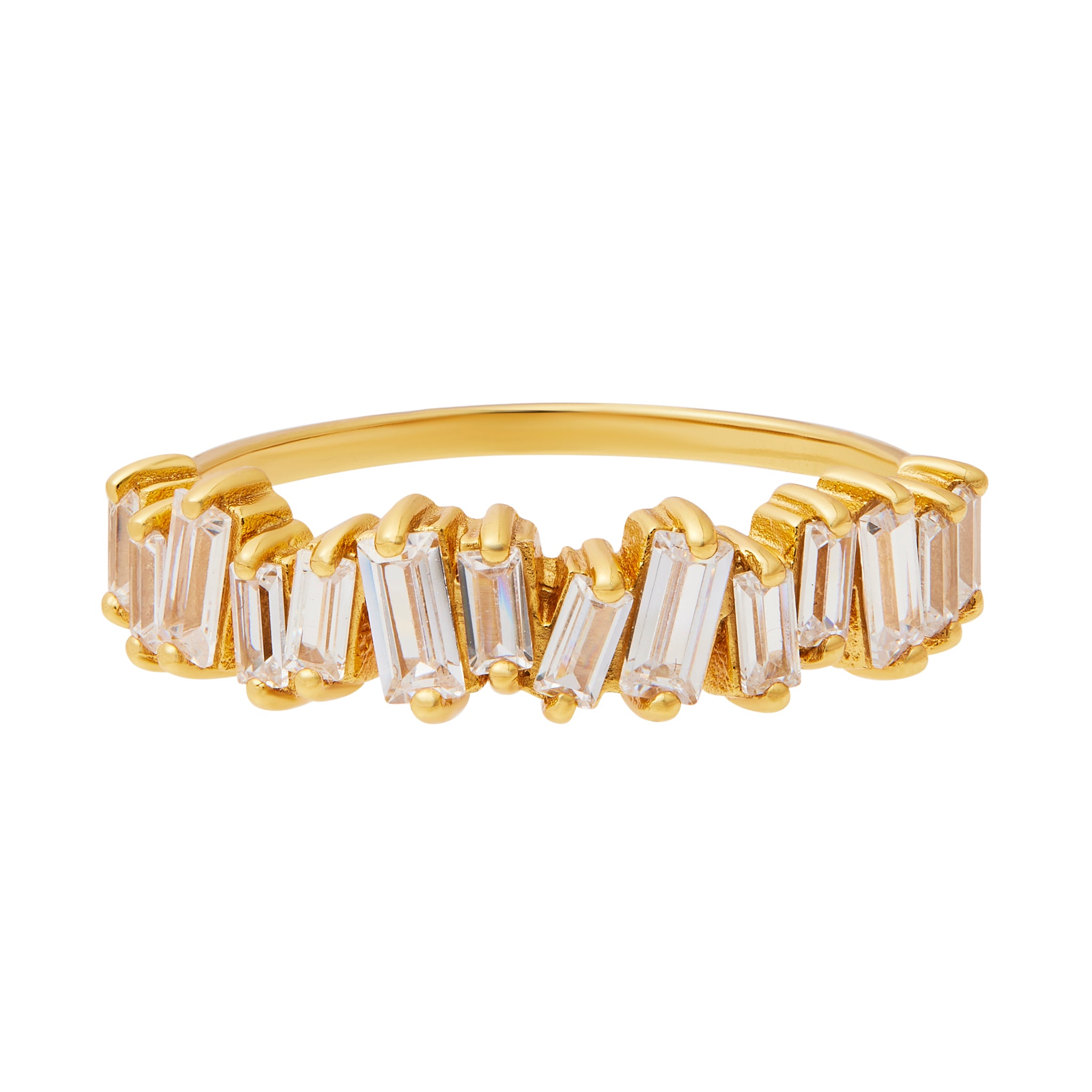 Crystal Baguette Ring - Gold