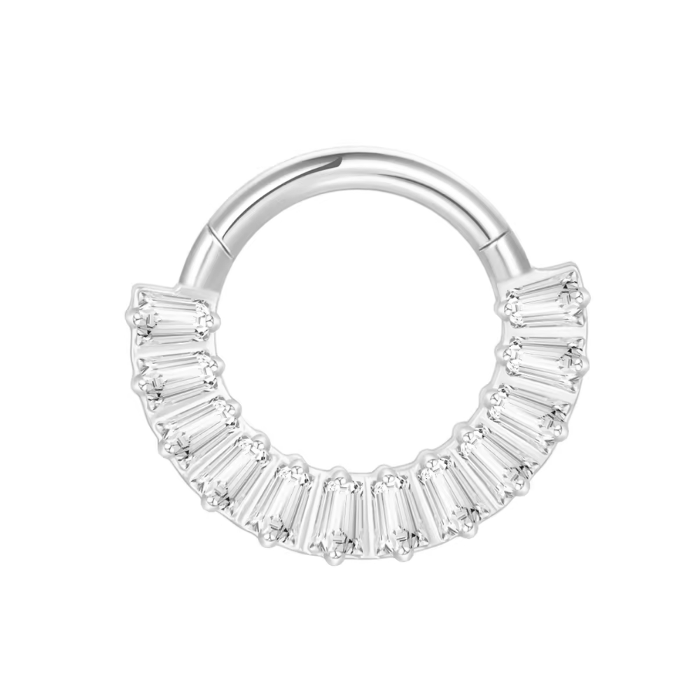 Tapered Baguette Clicker Hoop Silver 8-10mm