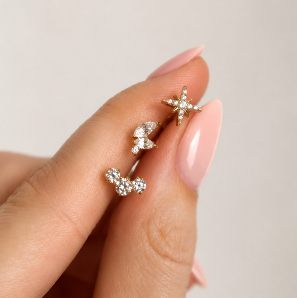 Sparkle Dot Flat Back Labret Stud Gold