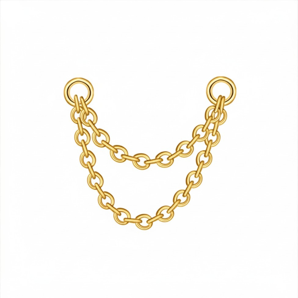 Double Layered Earring Chain Gold 20mm