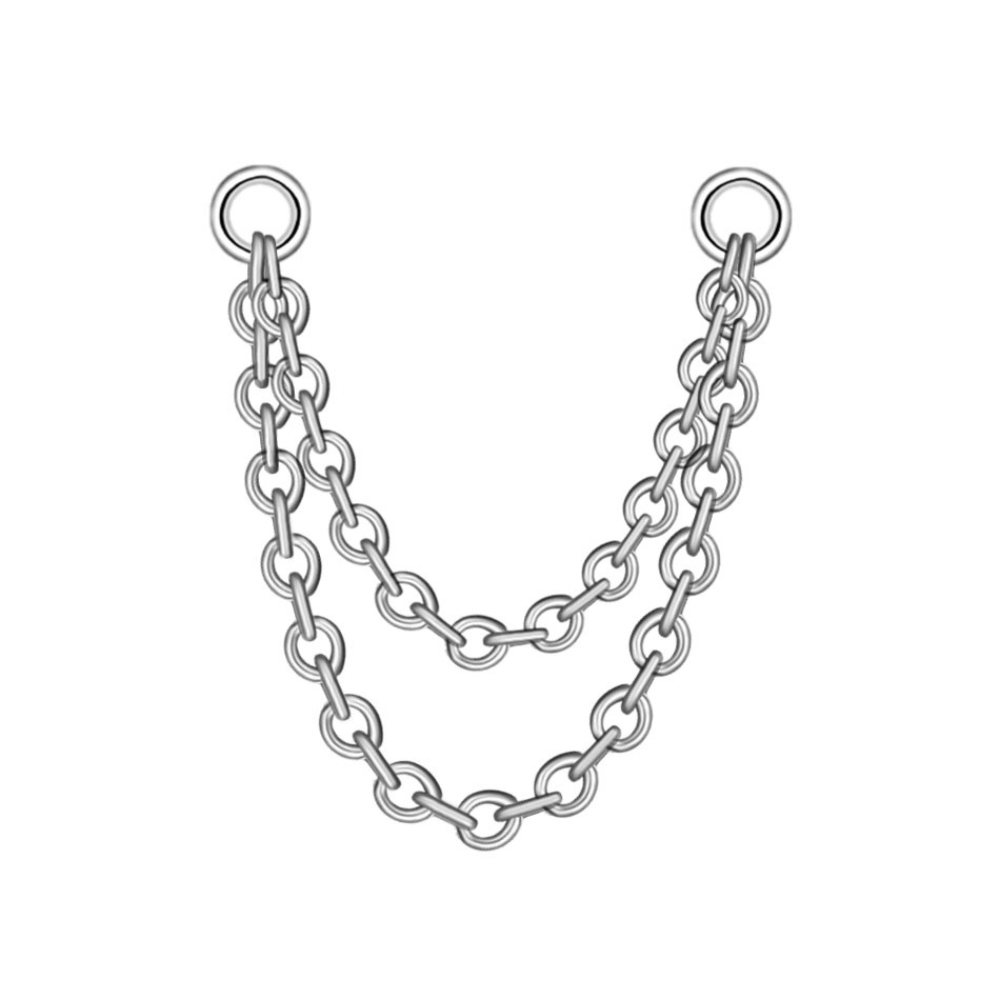 Double Layered Earring Chain Silver 30mm