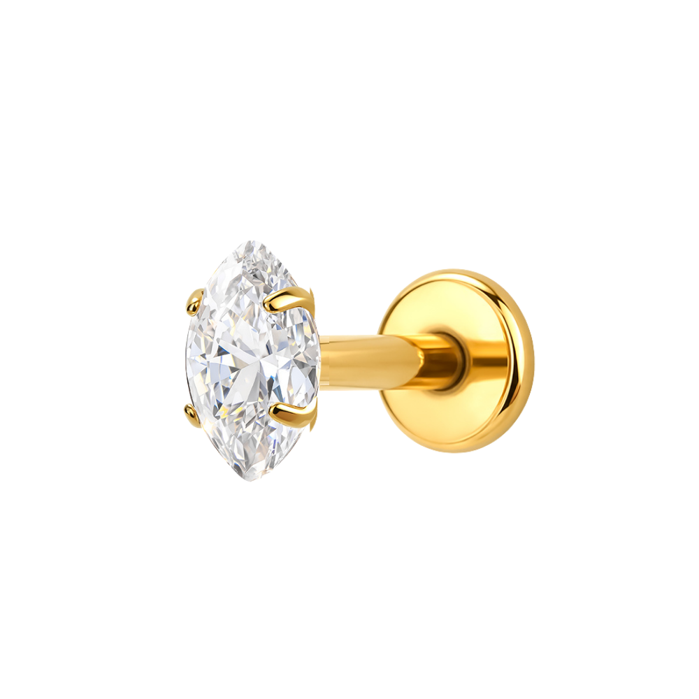Air Set Marquise Crystal Flat Back Labret Gold