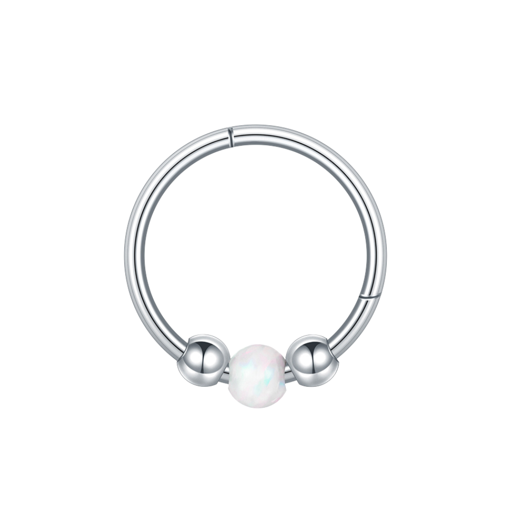 Opal Bead Cartilage Hoop Silver 8-10mm