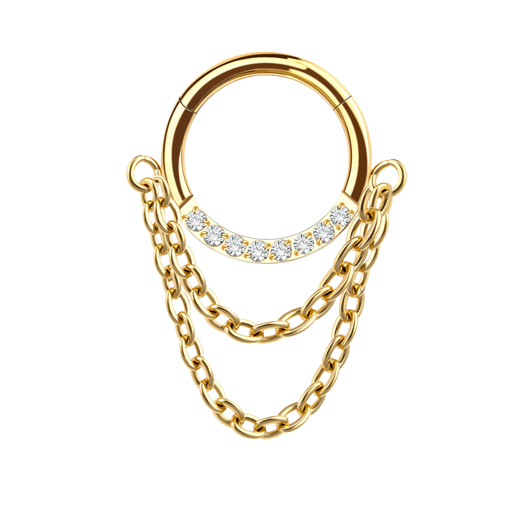 Pavé Chain Clicker Hoop Gold