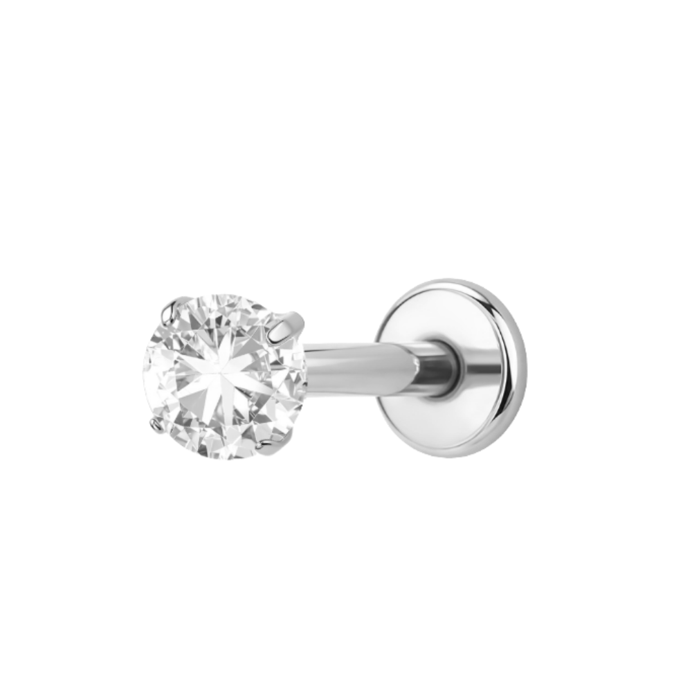 Air Set Crystal Flat Back Labret Silver