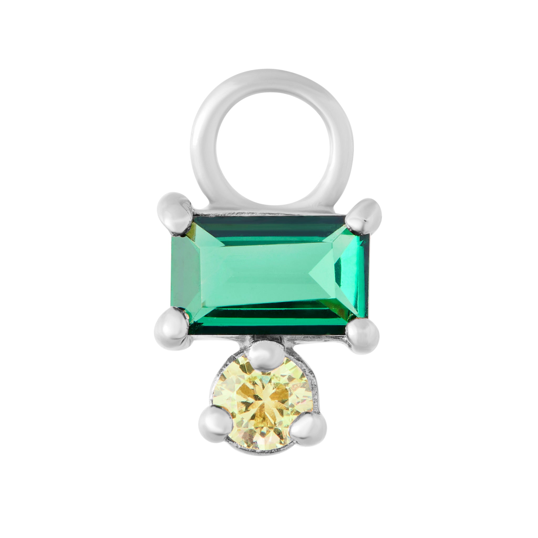 Green Ombre Baguette Charm - Silver