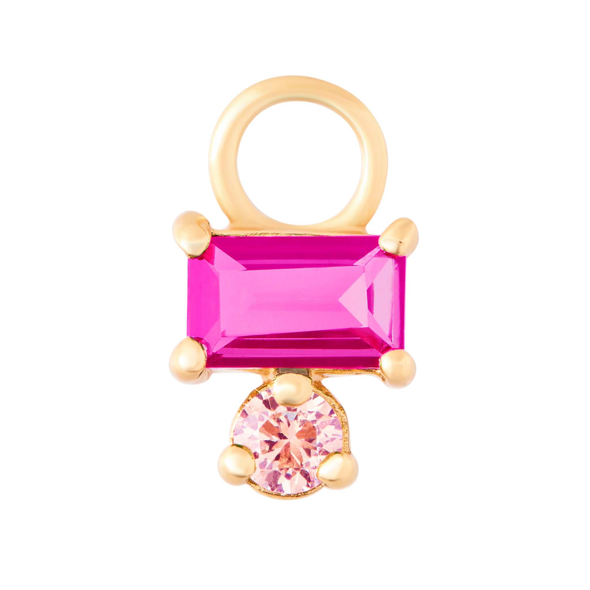 Pink Ombre Baguette Charm - Gold