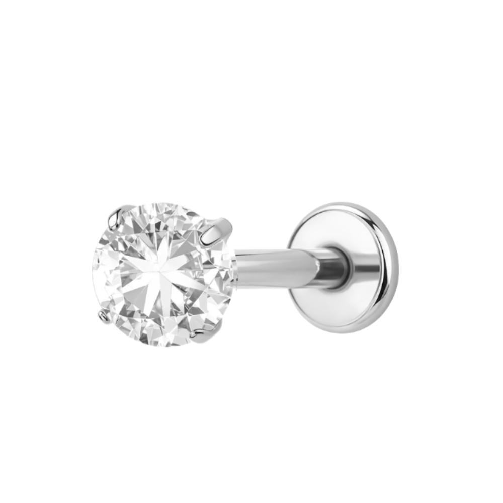 Air Set Crystal Flat Back Labret Silver