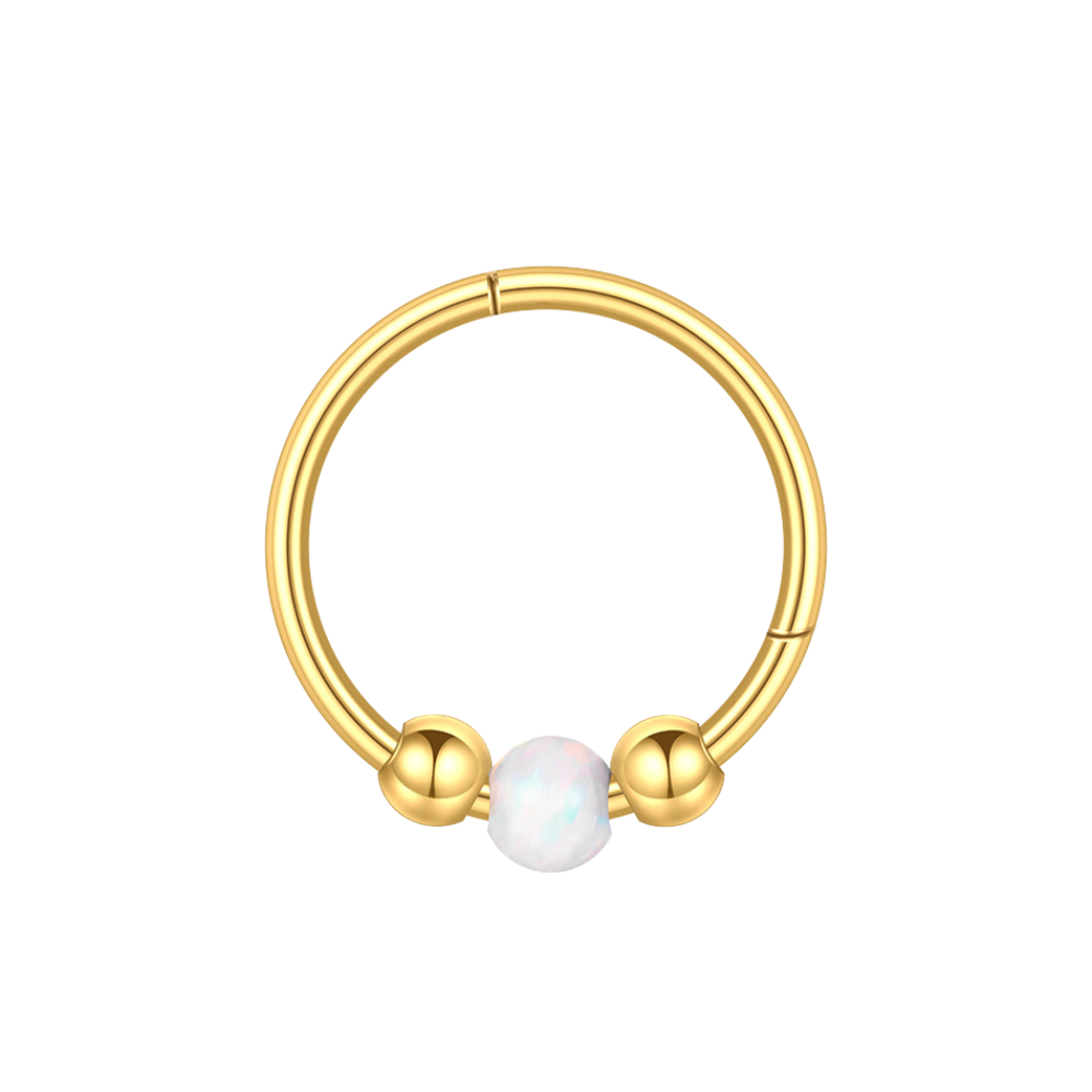 Opal Bead Cartilage Hoop Gold 8-10mm