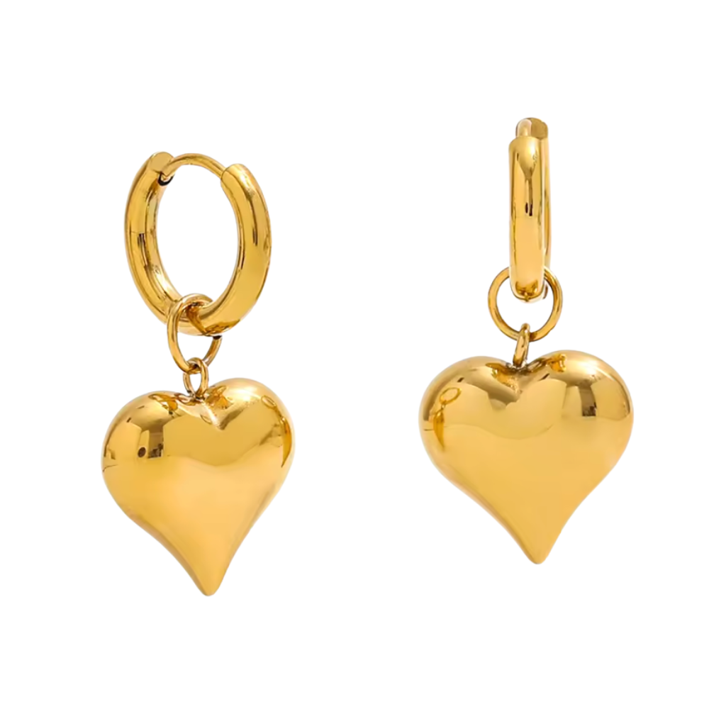 Amour Heart Hoops Gold