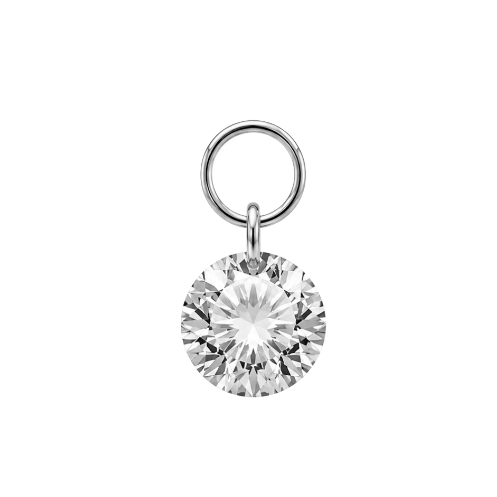 Sparkle Floating Crystal Charm - Silver