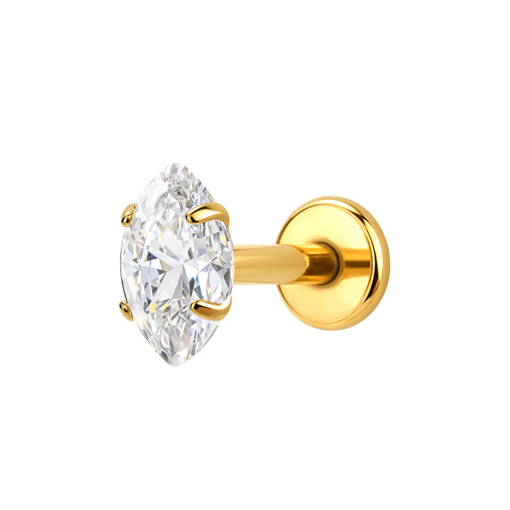 Air Set Marquise Crystal Flat Back Labret Gold